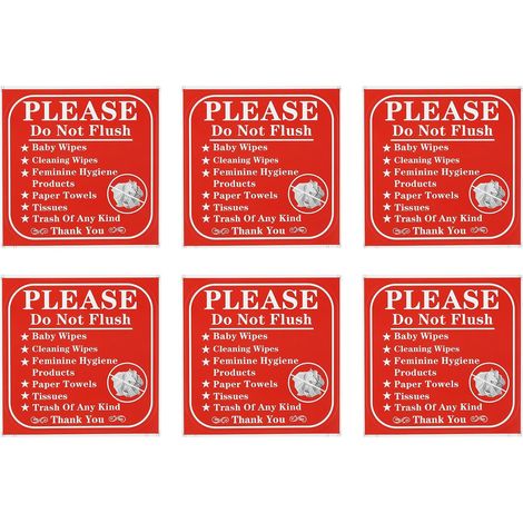 Panneaux Autocollants "Please Do Not Flush", Lot de 6, 152 x 152 cm, pour Avertissement de Toilettes de Salle de Bain (1/5)