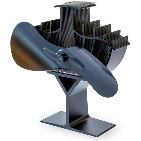 Ventilateur de poêle à bois 21 cm – Double puce thermique sans électricité – Débit d'air 248 m³/h – Gant anti-chaleur et thermomètre offerts (1/5)