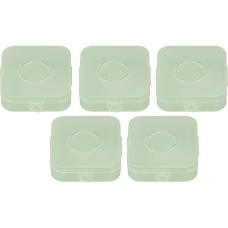 Boîte de rangement transparente verte pour éponge poudre, 5 pièces, étui à coussin maquillage, conteneur pour colliers et bijoux (1/5)