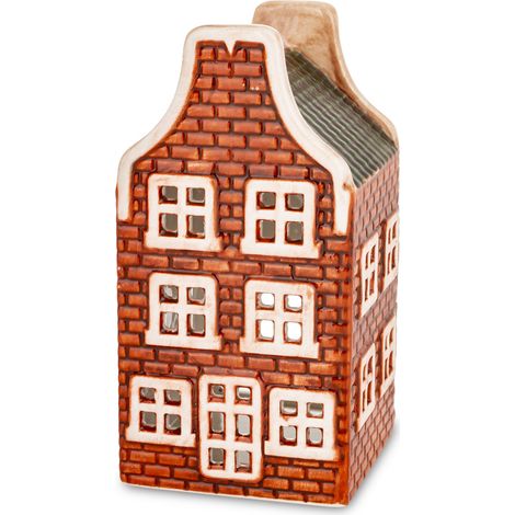 Maison décorative en céramique, rouge et blanche, 14,5 x 7,5 x 7,5 cm (1/3)