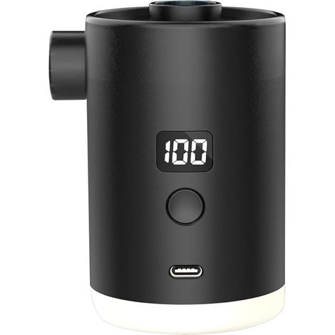 Mini Pompe À Air - Affichage LED - Lampe De Camping Intégrée - Rechargeable USB - 4000 mAh - Pour Matelas Gonflables Et Bouées - 100 x 68 x 68 mm (1/5)