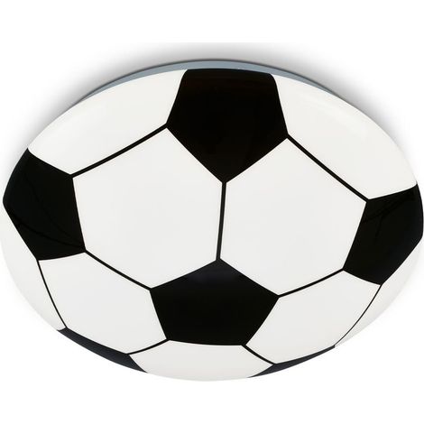 Plafonnier LED football, lampe football, lampe pour chambre d'enfant, plafonnier chambre d'enfant, verre, 12 watts, 275x65 mm, Noir-blanc (1/5)