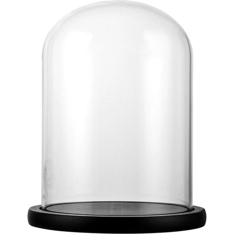 Cloche Verre Décorative 15x21cm Dôme Transparent avec Base Noire Idéal pour Bougies Plantes Succulentes et Souvenirs (1/5)