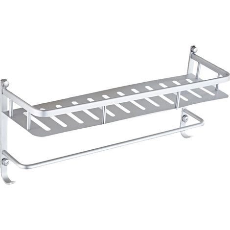 Porte-serviettes mural pliable pour WC, finition grise moderne, 40 cm, simple niveau avec barre.