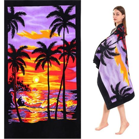 BelleRise - Serviette de plage extra-large en pur coton, serviette de piscine extra-large de 40 pouces x 70 pouces, épaisse et très absorbante. (1/5)