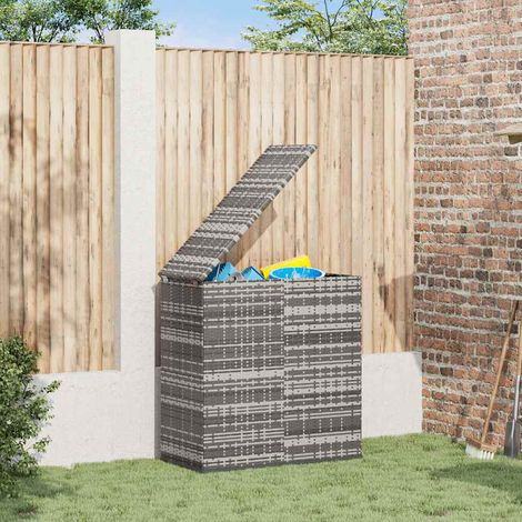 vidaXL Baúl de cojines para jardín de ratán PE gris 100x49x103,5 cm (1/5)