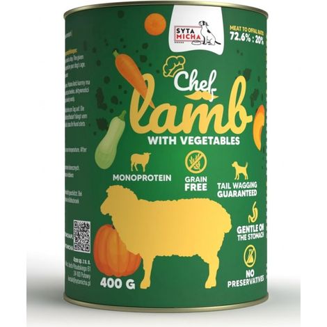 SYTA MICHA Lamm mit Gemüse Nassfutter für Hunde, Dose 12 x 400 g