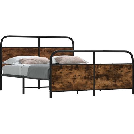 Metallbett ohne Matratze Räuchereiche 200x200 cm