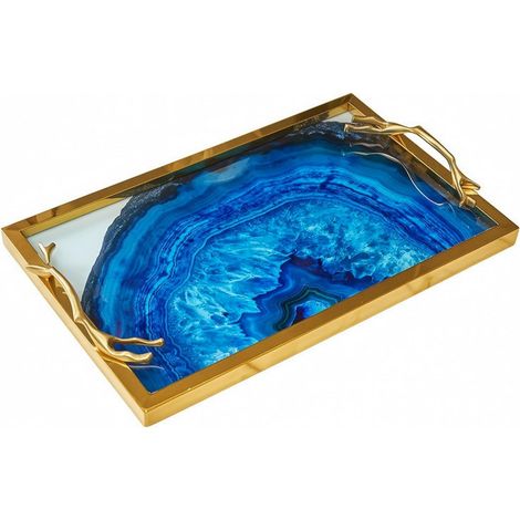 Tray with Agate Effect Handles, Gold (1/5)