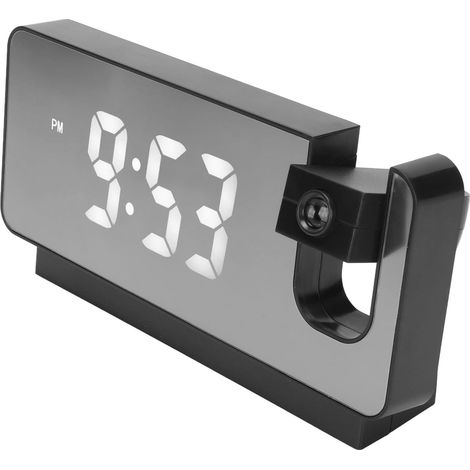 Projection Alarm Clock for Bedroom, Digital Alarm Clock 180° Projector with Large LED Screen, HD Digital Clock LED Alarm Clock with Time, Date and Temperature for Big Dor (Black) (1/5)