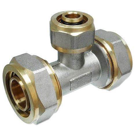 Schraubfitting-T-Stück 26 x 3,0 - 16 x 2,0 - 26 x 3,0 mm für Alu-Mehrschicht-Verbundrohr