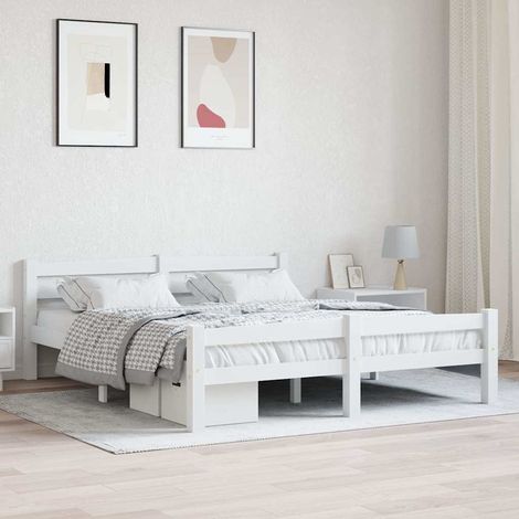 vidaXL Estructura de cama sin colchón madera de pino blanco 160x200 cm (1/5)
