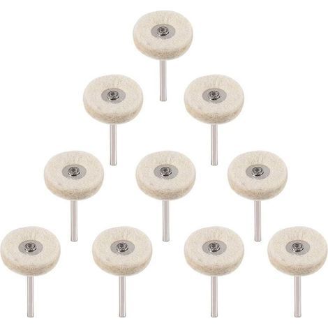 10 Pcs 25mm Wool Drill Polishing Wheels, Polishing Discs, Polishing Pads for Jewelry, Metal, Glass (1/4)