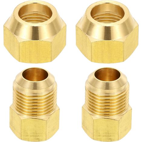2pcs Raccords de Tube en Laiton, Femelle 1/2" x Mâle 5/8", Apdateur d'Accouplement à 45 Degrés avec Écrou Bride, Raccord Tuyau HVAC Climatisation Plomberie Gaz - 3/8" Flare Female 5/8" Male (1/5)
