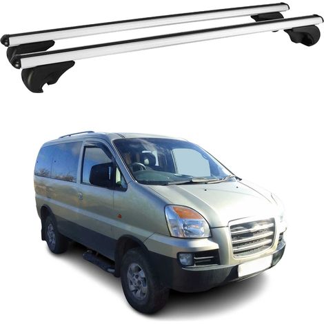 OMAC Aluminium Dachträger Querträger für Hyundai H-1 Starex I 1997-2007 – TÜV / DIN 75302:2019 – Abschließbar – Max. 75 kg – 2 Stangen Silber (1/5)