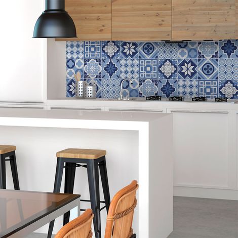 Stickers muraux - Sticker Mural Carrelage adhésif Cuisine Salle de Bain - AZULEJOS LEONIDO - 9stickers10x10cm (1/5)