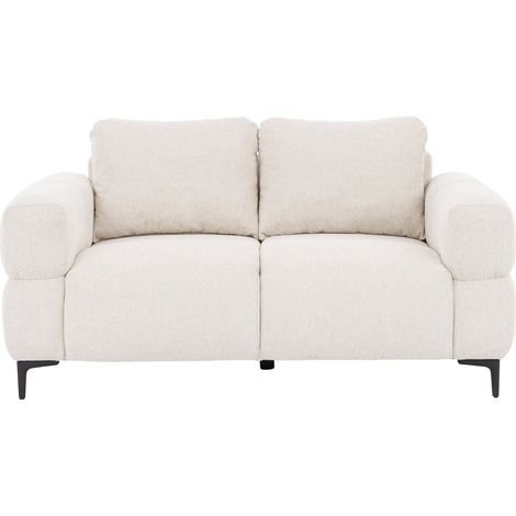 ELTON - Canapé droit tissu lisse 2 places Beige (1/5)