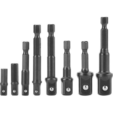 Sets d'embouts pour tournevis Adaptateur de douille Adaptateur d'embout de douille Tourne-écrou 1/4",3/8",1/2" Ensemble de barres d'extension de puissance pour tournevis ou tournevis électrique (8 piè (1/5)