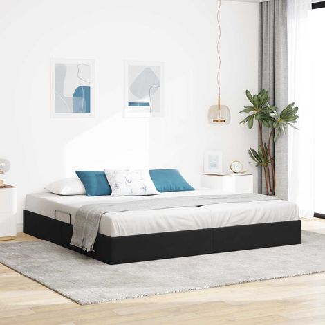 vidaXL Cadre de lit ottoman avec stockage Noir 200 x 200 cm Velours