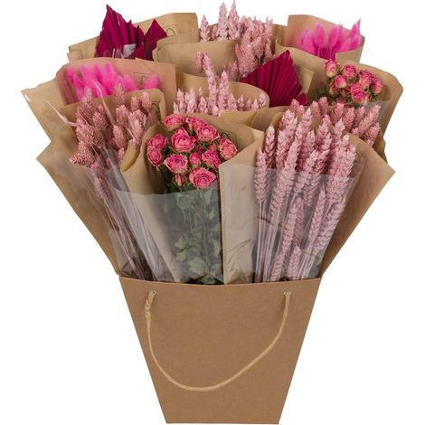 Bouquet de Fleurs Séchées Naturelles Rose Mix Déco Intérieure Artisanale 50 cm - PANGIVO