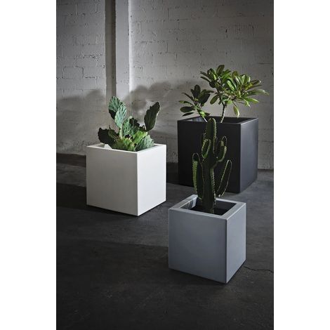 Vaso quadrato Cubo Fenice in resina da 65cm Bianco (1/3)