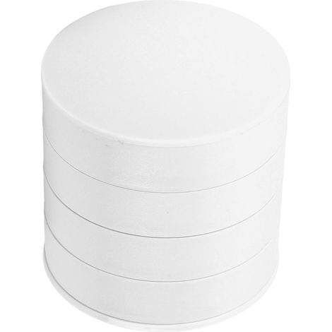 Boîte à bijoux rotative, 4 niveaux, rotation à 360 degrés, anti-poussière, boîte à bijoux ronde avec couvercle, blanche, convient pour le bureau et la maison. (1/5)
