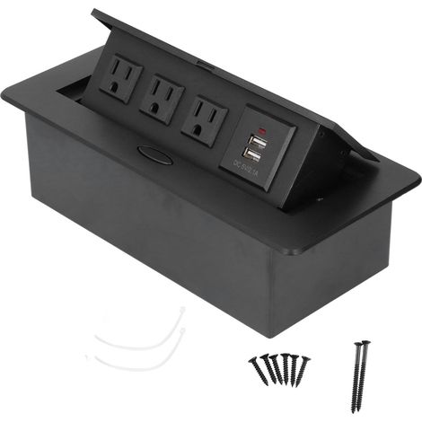 Prise encastrable moderne pour bureau avec ports USB, bloc de prises étanche à ouverture lente pour maison et bureau (1/5)