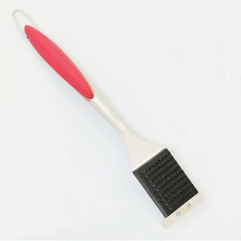 Brosse et racloir pour grille de barbecue en acier inoxydable de 41 cm - Kit de nettoyage pour grille de barbecue en acier inoxydable à long manche sans poils pour grilles infrarouges à gaz et charbon (1/5)
