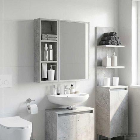 vidaXL Armadio da bagno a muro Grigio Cemento 20 x 10 x 60,5 cm (1/5)