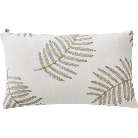 Housse de coussin en Toile de lin viscose rebrodée de feuillages FILICO (1/2)