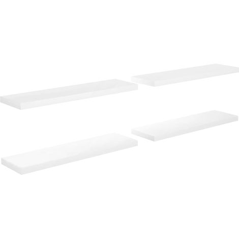 Étagère murale 4 pcs，Étagère flottante Blanc brillant 90x23,5x3,8cm MDF CFW44688 (1/5)