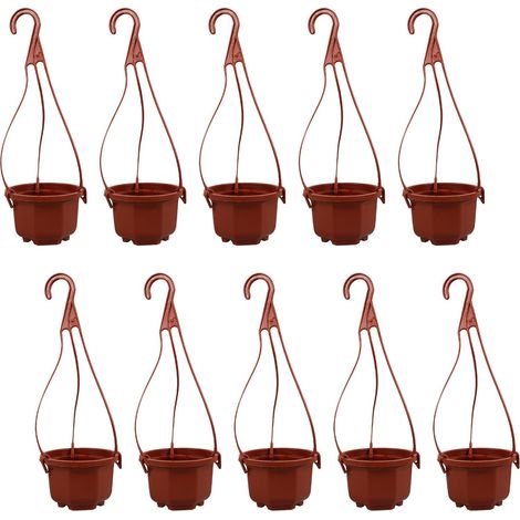 Jardinières suspendues octogonales, lot de 10, en plastique, pratiques et peu encombrantes (1/5)