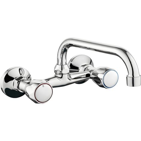 Rubinetto a muro up canna alta in ottone cucina con erogazione orientabile confezione 1 (1/5)
