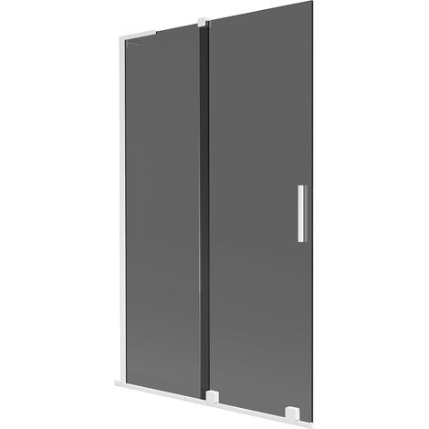 Mexen Velar L Mampara de ducha de bañera corredera de 2 hojas 110 x 150 cm, grafito, blanco - 896-110-003-41-20 (1/5)