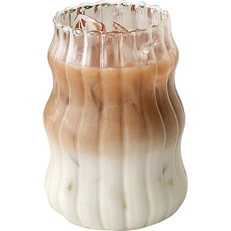 Verre À Boire - Verre En Verre Trempé Avec Motif Onduleux - Pour Cocktails Café Eau - 530 ml - Unité (1/5)