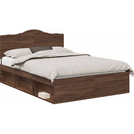 Estructura de cama con cabecera Roble Marrón 140 x 200 cm vidaXL