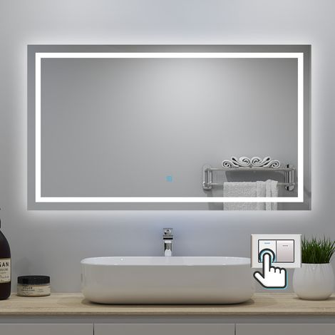 Ocean LED Miroir de salle de bain 120x70 cm Tris couleurs dimmable avec anti-buée et fonction mémoire (1/5)
