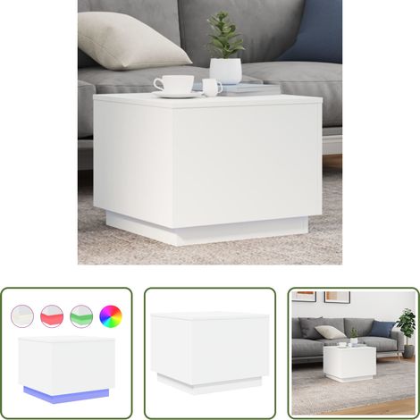 LED-Beleuchtung - Couchtisch mit LED-Leuchten Weiß 50x50x40 cm (1/5)