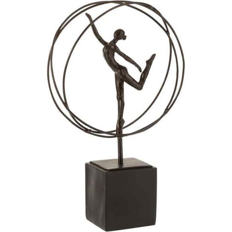 Statuette Déco "Gymnaste dans Cercle" 35cm Marron