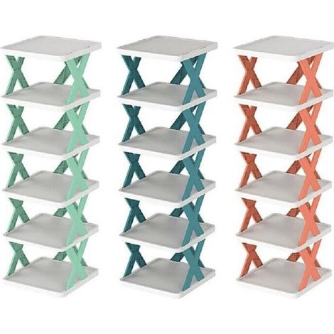 TrAdE Shop Traesio - Scarpiera Scaffale Portaoggetti Modulare Salvaspazio 6 Ripiani 81 X 26 X 24 Cm - (1/2)