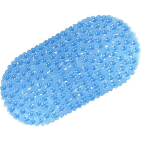 BUNTHAUS Tapis de Bain antidérapant pour Salle de Bain Galet givré Anti moisissure Antidérapant en Plastique Ovale avec ventouses (Bleu) (1/5)