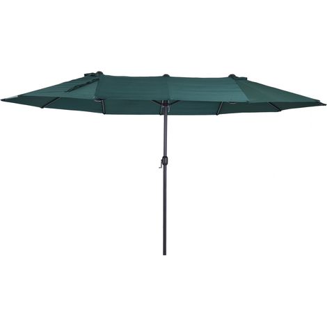 Sonnenschirm Gartenschirm Marktschirm Doppelsonnenschirm Terrassenschirm Mit Schirmständer Handkurbel Dunkelgrün Oval 460 X 270 X 240 Cm