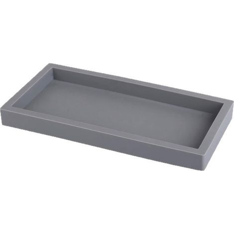 Plateau de rangement pour salle de bain – plateau rectangulaire – aucune installation requise – silicone – gris (1/3)