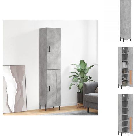 Sideboards - Living Highboard Betongrau 34,5x34x180 cm Holzwerkstoff (1/5)
