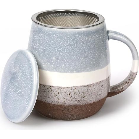 Tasse à thé avec couvercle et infuseur, Grande en céramique, pour infuser le (1/5)
