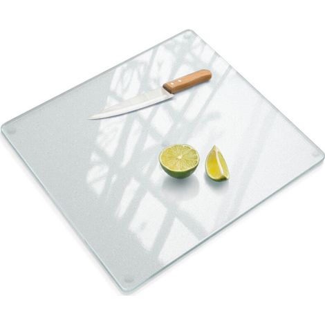 Planche à découper en verre trempé dépoli cuisine antidérapante résistante chaleur rayures facile à nettoyer 60x52 cm (1/5)
