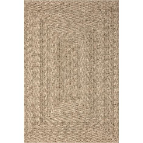 Tapis extérieur intérieur 140x200 beige LYN13 REZY 1 aspect jute ton sur ton
