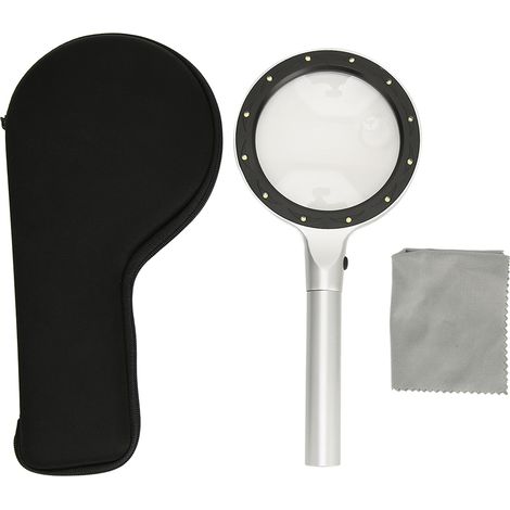Loupe de grossissement 5X/10X avec 12 LED lumineuses, grande loupe éclairée portative à deux niveaux de luminosité (1/5)
