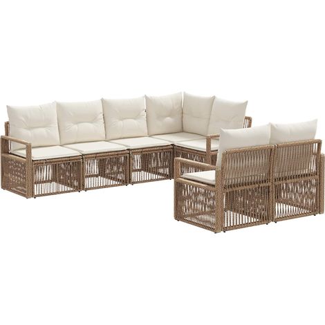 Ensemble de canapé de jardin 7 pc 7-Nombre de places Beige vidaXL (1/5)
