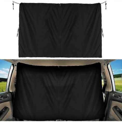 Rideaux de séparation pare-soleil pour l'intérieur de voiture, rideau pare-soleil amovible pour cabine de fourgonnette, rideau de séparation avant et arrière noir pour voiture (1/5)